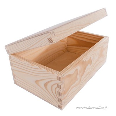Medium en bois Boîte rectangulaire avec couvercle à charnière/stockage/découpage/21. 5 x 14 x 10 cm - B0777QTXHS